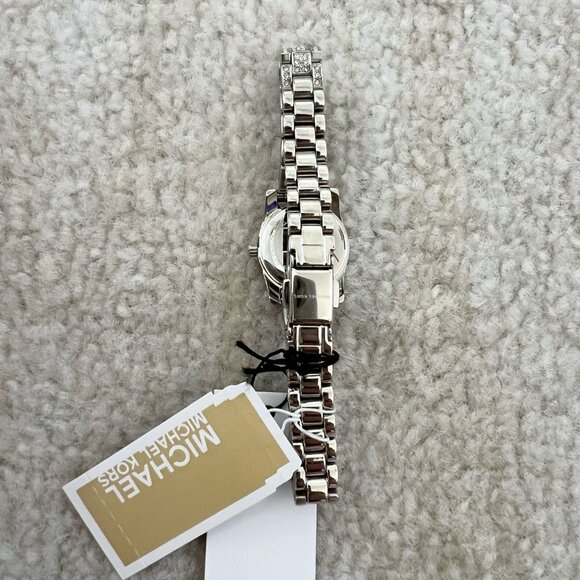 NWT Michael Kors Mini Lexington Pave Silver Tone Ladies Watch - Picture 2 of 6